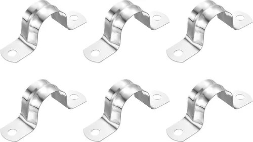 Miniatura 43 de uxcell 6 correas rígidas de tubo, 4.331 in (4.33 pulgadas) 201 de acero inoxidable 201 con 2 agujeros en forma de U, abrazaderas de tubo para fijar