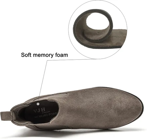 Miniatura 3 de VJH confort Botines sin cordones para mujer, con punta redonda de almendra occidental, tacón bajo, elásticos, Chelsea