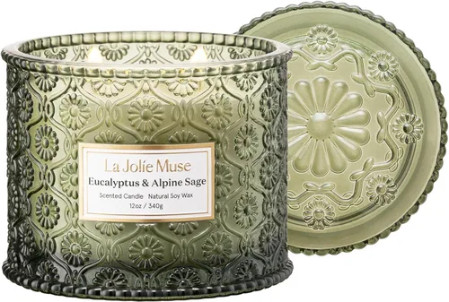 Miniatura 20 de LA JOLIE MUSE Vela de vainilla y coco – Coco, freesia y vainilla Vela de mecha de madera grande de 19 oz Cera de soja natural 90 horas de Isla