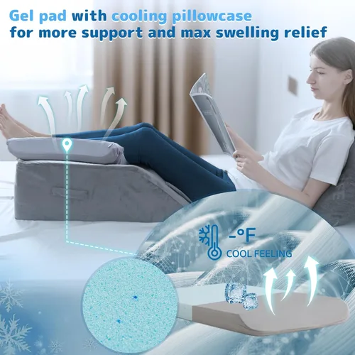 Miniatura 3 de Almohadas de elevación de piernas para después de la cirugía, almohada de reemplazo de rodilla ajustable de 6 alturas, cuñas de piernas refrescantes