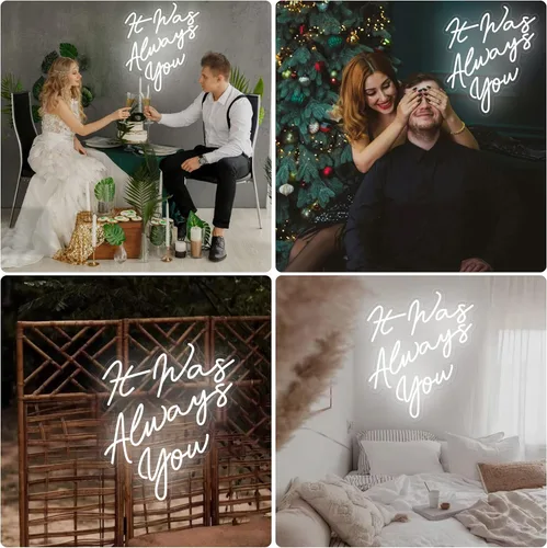 Miniatura 3 de Letreros de neón con texto en inglés «It Was Always You» para propuesta de boda, letrero de neón grande con luz LED para compromiso, dormitorio