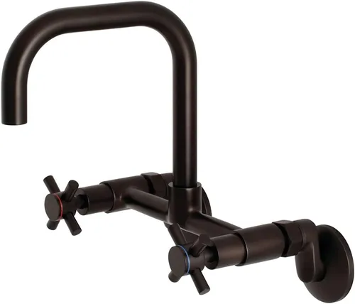 Miniatura 16 de Kingston Brass Concord - Grifo de cocina ajustable de 8 pulgadas para montaje en pared, latón cepillado
