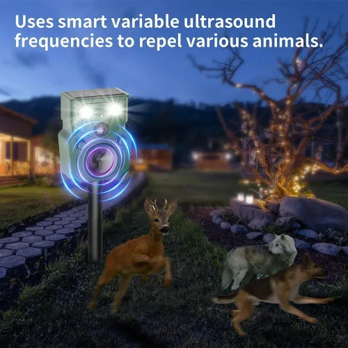 Miniatura 7 de Repelente solar ultrasónico de animales para patio IP65, repelente de animales, sensor de movimiento ultrasónico para exteriores, sensor