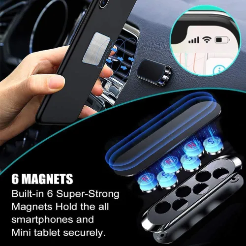 Miniatura 3 de Soporte magnético plano para teléfono, paquete de 4. Soporte de teléfono celular plateado para salpicadero de automóvil, pared, camión, kit
