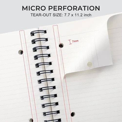 Miniatura 3 de EMSHOI Cuaderno con espiral A4, cuaderno de rayas universitario - 300 páginas, papel grueso de 100 g/m², se abre 180° para colocarse plano