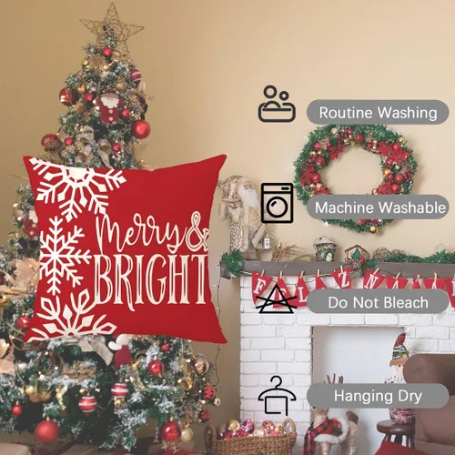 Miniatura 7 de PSDWETS Juego de 4 fundas de almohada de Navidad de 18 x 18 pulgadas, decoración de Navidad, muñeco de nieve, corona de Papá Noel, árbol de Navidad