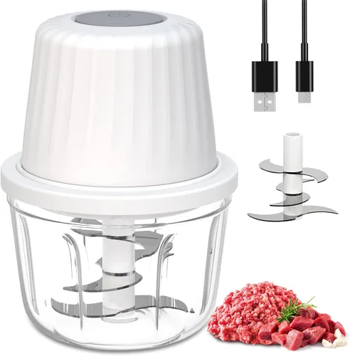 Miniatura 9 de Mini procesador de alimentos inalámbrico con múltiples 3 cuencos (13.5 fl oz+8.5 fl oz+3.4 fl oz) y 6+3+2 cuchillas, picadora de ajo, picadora