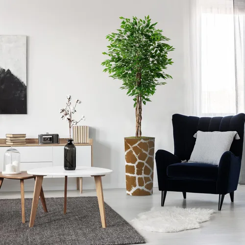 Miniatura 16 de Árbol artificial en maceta contemporánea, palmera tropical areca artificial de seda para decoración del hogar en interiores y exteriores, altura