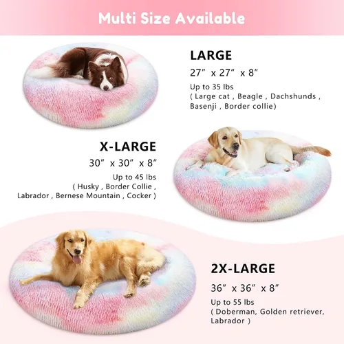Miniatura 95 de WESTERN HOME WH Cama calmante para perros y gatos, dona acogedora anti-ansiedad, cama redonda cálida y acogedora de piel sintética, suave y azul
