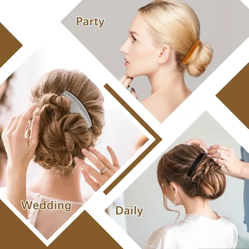 Miniatura 6 de RETON 28 pinzas para el cabello y peines de plástico antideslizantes para cabello grueso o fino de mujer (negro, café, transparente)