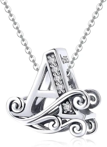 Miniatura 5 de Plata de ley 925 maciza con piedras cúbicas opciones de regalo completas AZ alfabeto encantador letras abalorios para pulseras europeas Pandora