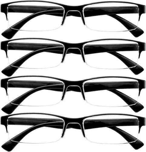 Paquete de 4 lentes de lectura para mujeres y hombres con bisagra de resorte para lectores de media montura 1.0 1.5 2.0 2.5 3.0 3.5 4.0
