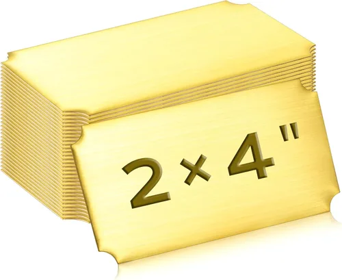 Miniatura 15 de Therwen 30 Piezas Placas de Nombre Grabadas con Láser de Acero Inoxidable Cepillado Placa Personalizada Placa en Blanco Etiqueta de Nombre Negro