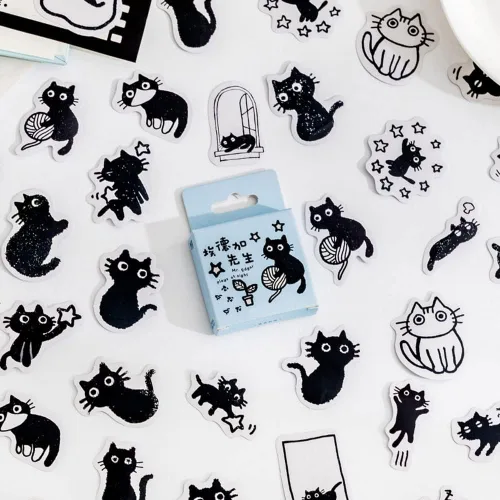 Miniatura 11 de 45 piezas de lindas calcomanías de gato para álbumes de recortes, diario de viñetas, decoración DIY, planificadores, maletas, diario, cuadernos