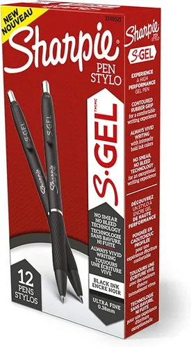 Miniatura 6 de SHARPIE S-Gel, bolígrafos de gel, barril de metal elegante, plomizo, punta media (0.028 in), tinta negra, 4 unidades y S-Gel, bolígrafos de gel