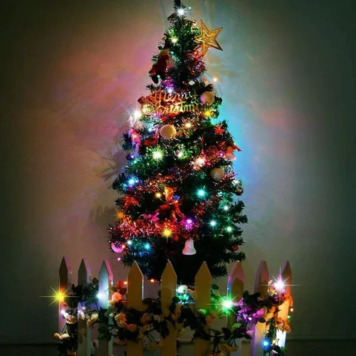 Miniatura 6 de RUICHEN Cadena de luces de alambre de cobre enchufables de 99 pies, 300 luces LED con carrete, multicolor