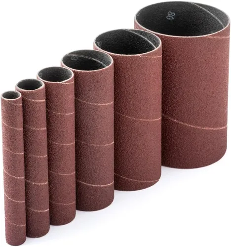 Miniatura 11 de Powertec 11210 - Mangas de lija de 4.5 pulgadas para lijadora de husillo, grano 120, papel de lija de óxido de aluminio de diámetro 1/2 pulgada
