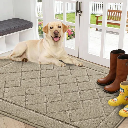 Miniatura 12 de REFETONE Dirt Trapper Tapete para Puerta de 20" x 32", Tapete Lavable para Interiores con Respaldo de Goma Antideslizante, Resistente a la Suciedad