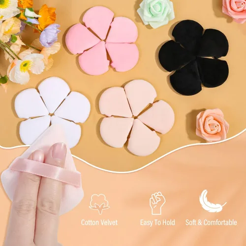 Miniatura 2 de 20 piezas de soplo de polvo triangular, esponja de maquillaje para maquillaje, almohadillas de soplo facial para polvo suelto y polvo de prensa