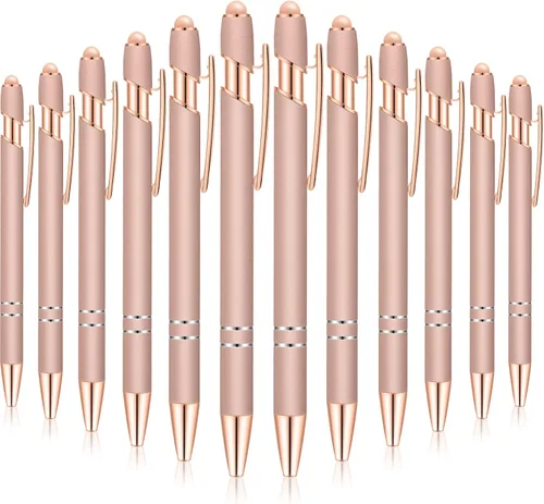 Miniatura 23 de Tenare 12 piezas 2 en 1 bolígrafo de metal con punta de lápiz capacitivo, bolígrafo de 1,0 mm de tinta negra para pantallas táctiles (color surtido)