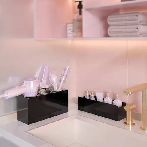 Miniatura 3 de Organizador de Herramientas para el Cabello, Organizador de Herramientas de Peinado de Cabello Caliente de Acrílico con 3 Compartimentos, Soporte