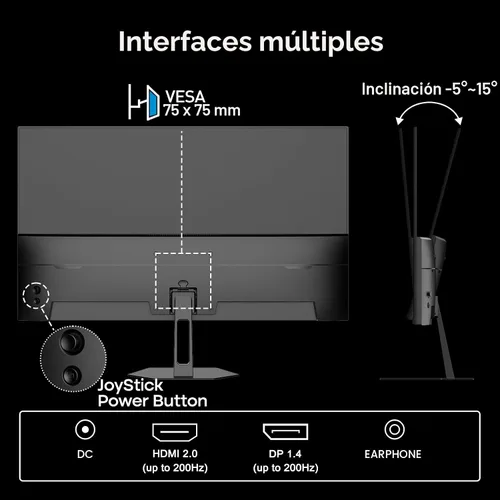 Miniatura 8 de Amzfast - Monitor de juegos de 24 pulgadas 180Hz 200Hz FHD 1080p, monitor de computadora, sincronización adaptativa de 1 ms, 3000:1, pantalla HDR