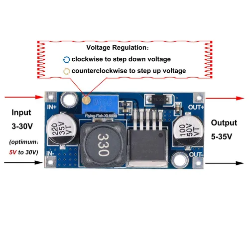 Miniatura 3 de XL6009 Convertidor de impulso de CC a CC 3.0-30V a 5-35V Módulo de potencia de transformador elevador, paquete de 6