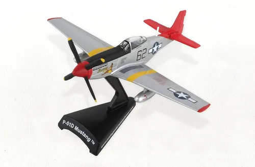 Miniatura 3 de P-51D Mustang Bunny Red Tail 1/100 Modelo de avión fundido a presión – Aviones de combate Tuskegee WWII WWII Coleccionables con soporte