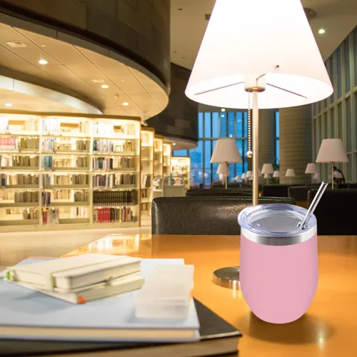 Miniatura 5 de Amtidy Paquete de 12 vasos de acero inoxidable con recubrimiento en polvo con tapa, equipado con popote y cepillo para pajilla, vaso de viaje