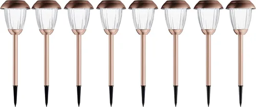 Miniatura 8 de Pure Garden - Juego de luces solares para camino, juego de 8 a 16 pulgadas de alto de acero inoxidable para exteriores, iluminación para jardín