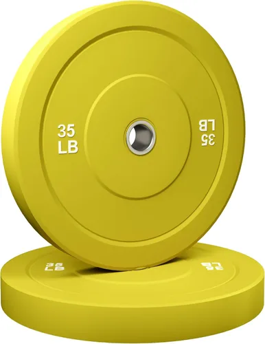 Miniatura 11 de Discos de Peso con Parachoques de Colores Discos de Peso Olímpicos de 2 Pulgadas, Juego de Discos de Peso de Goma de 10/15/25/35 lb
