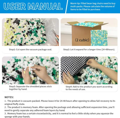 Miniatura 3 de Relleno de espuma viscoelástica triturada de 10 libras para relleno de puf, cojín de silla de almohada, cama de perro, repuesto para manualidades