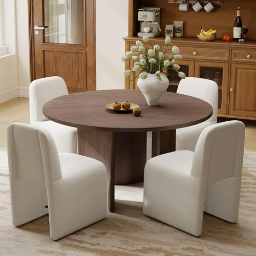 Miniatura 26 de Hyfirm Juego de 2 sillas de comedor tapizadas negras, sillas escandinavas Parsons sin brazos de tela Boucle con cojín de asiento de felpa