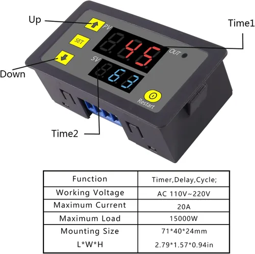 Miniatura 2 de 2 unids temporizador de retardo relé AC 110 V 220 V 10 A 1500 W programable pantalla LED digital ciclo temporizador retardo interruptor módulo