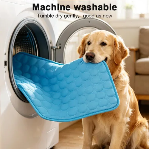 Miniatura 7 de Tapete refrescante lavable de seda de hielo para perros y mascotas, almohadilla de refrigeración para perros y mascotas, almohadilla refrescante