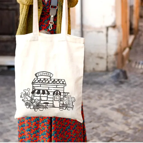 Miniatura 3 de Bolsa de lona de algodón para mujer, bolsa de regalo reutilizable, bolsa de hombro para compras, playa, bolsa de hombro