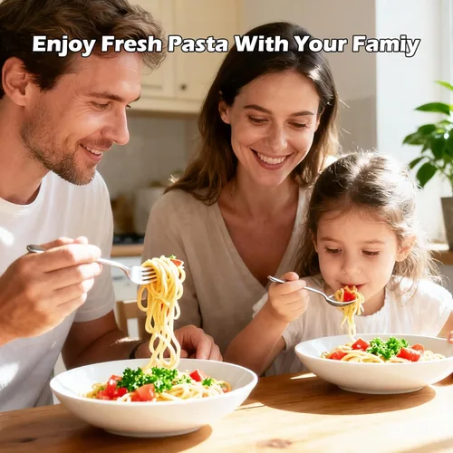 Miniatura 2 de Máquina para hacer pasta con 7 ajustes de grosor ajustables, máquina manual de fideos de acero inoxidable, rodillo de pasta y cortadores con mango