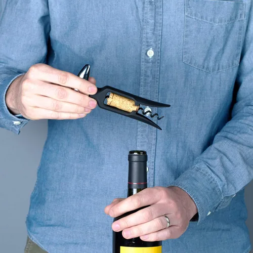 Miniatura 9 de True Sacacorchos autoestirable, plástico duradero con mango cromado fácil de girar, abridor de botellas de vino para camareros, herramientas de bar