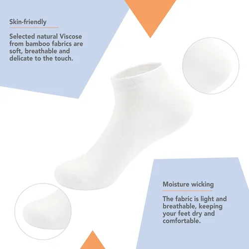 Miniatura 4 de SERISIMPLE Calcetines de bambú de viscosa para la escuela, calcetines de tobillo súper suaves para niños, puños elásticos, calcetines atléticos