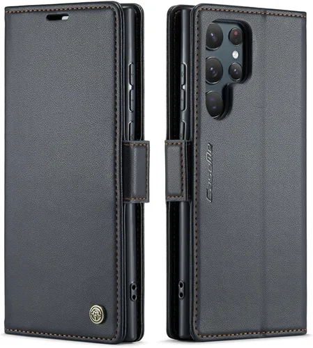Miniatura 44 de QLTYPRI Funda tipo cartera para Samsung Galaxy S22 Ultra, funda magnética de piel sintética de alta calidad con bloqueo RFID, ranuras para tarjetas
