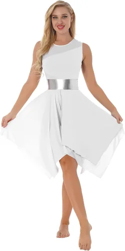Miniatura 152 de easyforever Vestido de baile sin mangas con bloques de color para mujer, alabanza litúrgica, ropa de baile lírico, vestido de bata de adoración