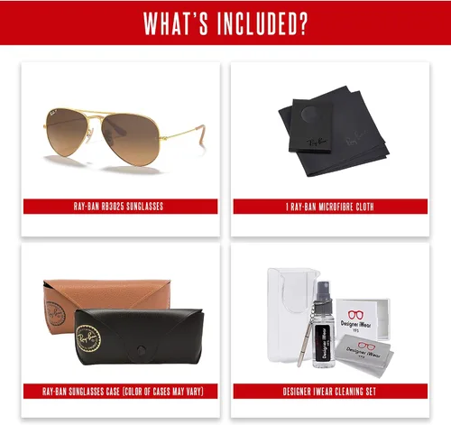 Miniatura 52 de Ray-Ban RB3025 - Lentes de sol de aviador de metal para hombre y mujer + paquete con kit de cuidado de gafas iWear de diseñador