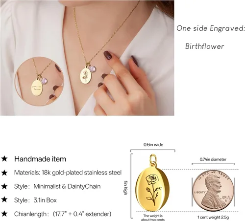 Miniatura 4 de Collar de flores de nacimiento, collar de piedra natal de diciembre, collar con dije para mamá, regalos de cumpleaños, cadena de oro, delicado