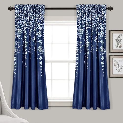 Miniatura 36 de Lush Decor Cenefa para ventana con filtro de luz, colección Weeping Flower, juego de cortinas, un par, 52" de ancho x 95" de largo + 2" de cabecera