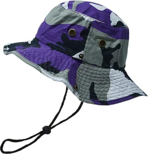 Miniatura 19 de Glory Max Sombrero de pescador de algodón lavado con correa de barbilla gorra de pesca Sun Safari Boonie Negro