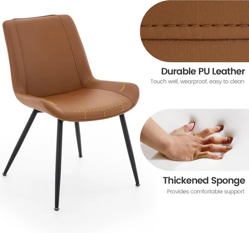 Miniatura 4 de Brage Living Juego de 2 sillas de comedor de piel sintética, modernas, sin brazos, para cocina, comedor, sillas laterales tapizadas con patas