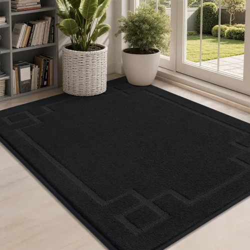 Miniatura 36 de BEQHAUSE Alfombra de Puerta 81 x 122 cm, Alfombras Antideslizantes para Interior Alfombras de Entrada Lavables de Perfil Bajo y Absorbentes, Marrón
