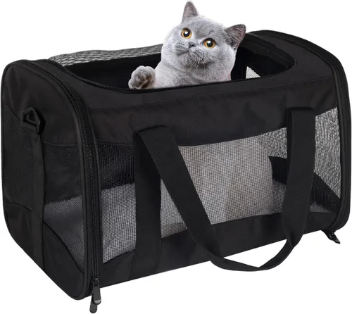 Miniatura 3 de Estuche de transporte para gatos, aprobado por aerolíneas, portátil y transpirable, transportador de viaje para mascotas, almohadilla de forro polar