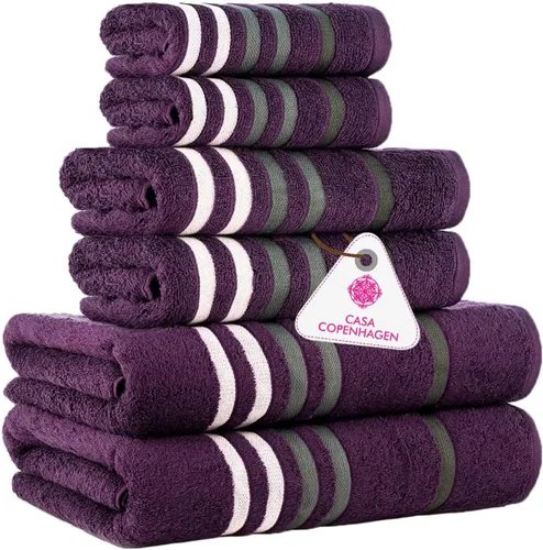 Miniatura 42 de CASA COPENHAGEN Solitaire Juego de 6 toallas - Negro, 600 GSM 2 toallas de baño 2 toallas de mano 2 toallitas, diseñadas en Dinamarca, hechas