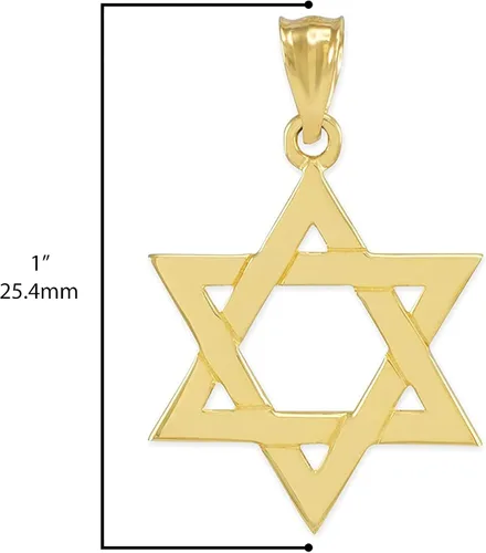 Miniatura 4 de Colgante de oro amarillo macizo de 14 k con forma de estrella judía de David